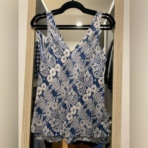 Abigail Borg for J.Crew 100% silk floral blue shirt, size 02